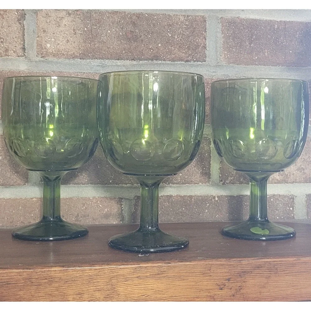 Indiana Glass Goblet Thumbprint Stemmed Vintage 6